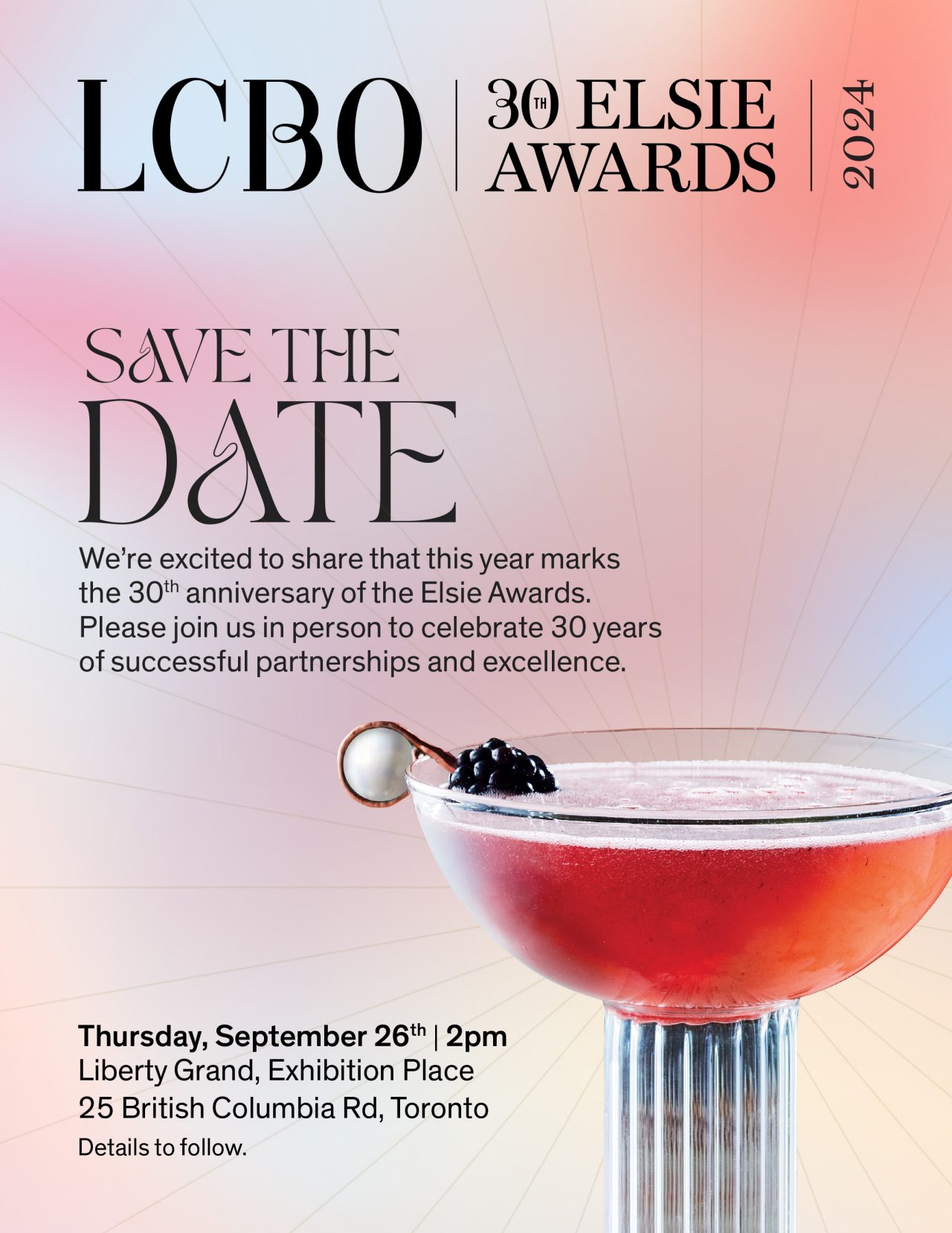 A picture of the Elsie Awards save the date invitation